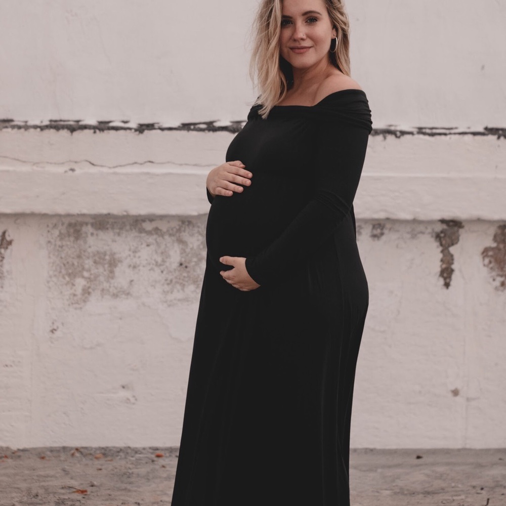 Off the shoulder maternity dress